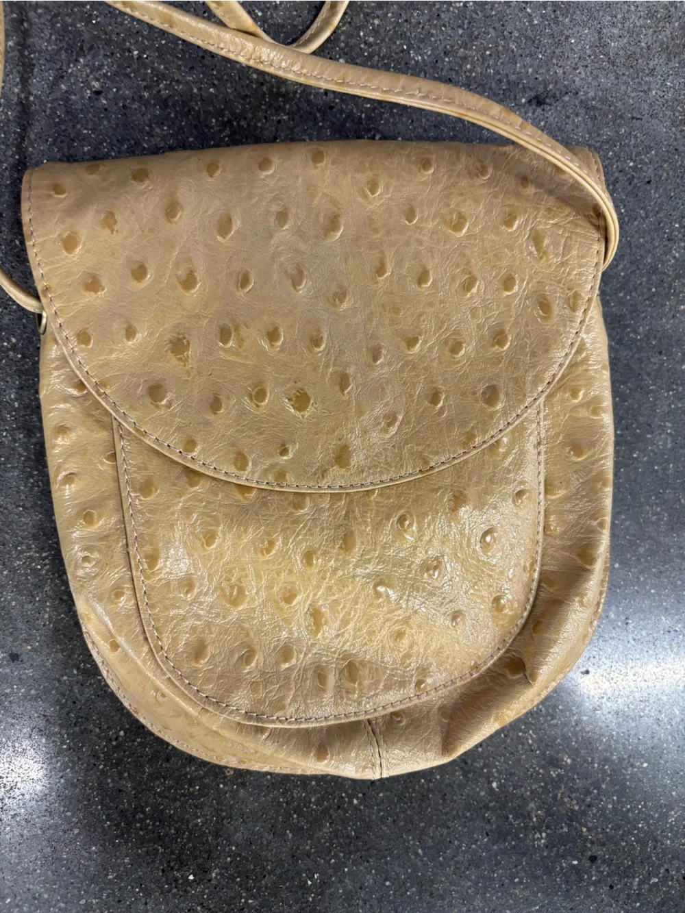 HOBO Ochre Ostrich-Embossed Crossbody Bag